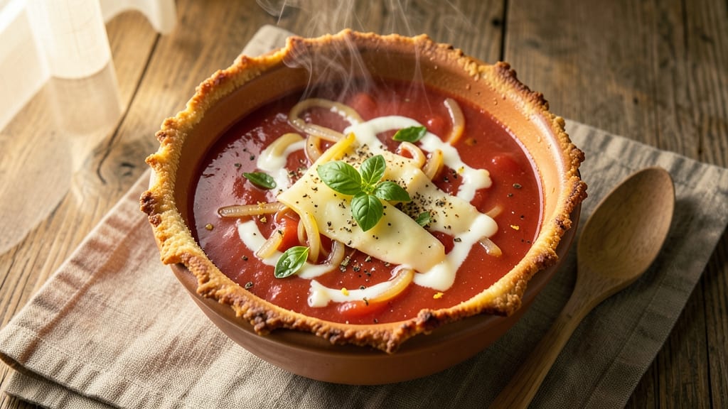 Baker's Crust Tomato Cheese Soup Recipe: Crispy Herb Topping Magic