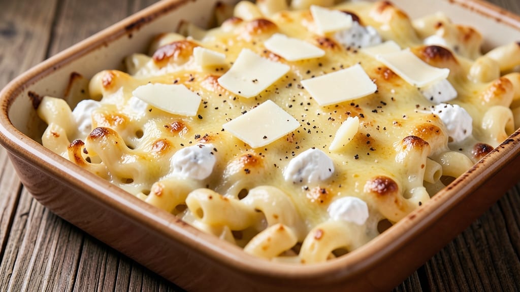 Baked Macaroni and Four Cheese Recipe: Triple-Cheese Melt Magic