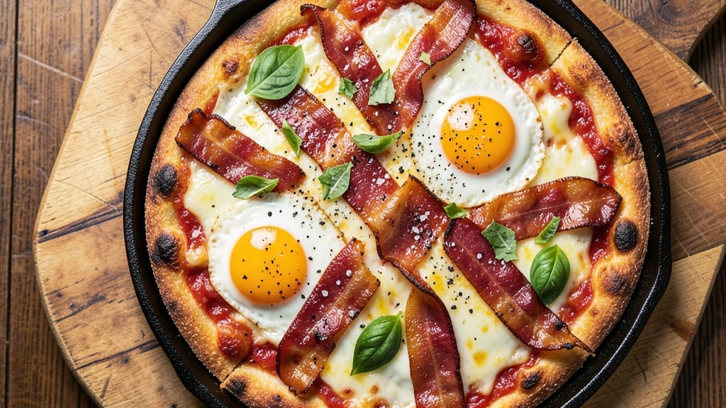 Bacon Egg Cheese Pizza Recipe: Breakfast Brunch in 15 Minutes