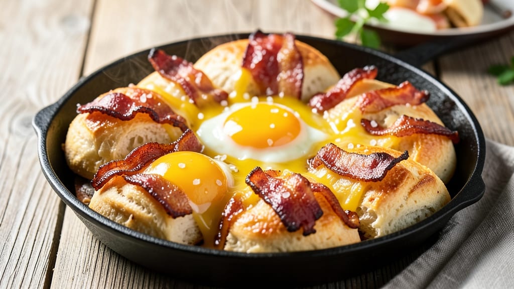 Bacon Egg and Cheese Biscuit Bake Recipe: Flaky Layers and Melty Cheese Overload