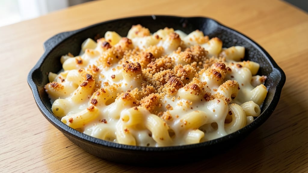 Baked White Cheddar Mac and Cheese Recipe with Bread Crumbs: Triple-Crunch Topping Magic