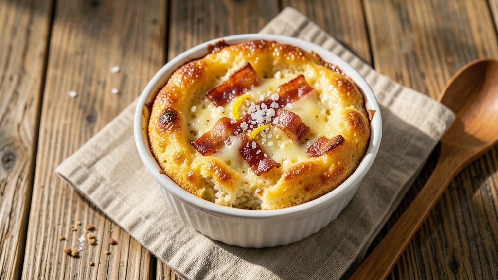 Bacon and Cheese Soufflé Recipe: Golden Rise With Crispy Top and Melty Chunks