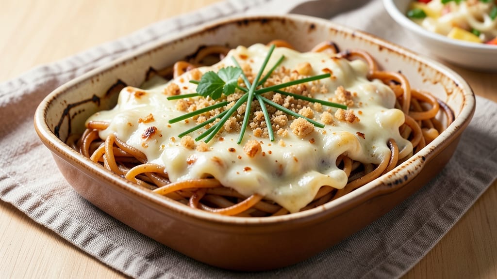 Baked Spaghetti Mac and Cheese Recipe: Triple-Layered Crunch With Gooey Cheese Rivers