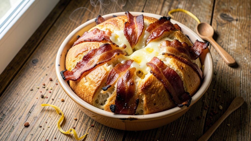 Bacon and Cheese Pull-Apart Bread Recipe: Crispy Crust and Melty Streaks Inside