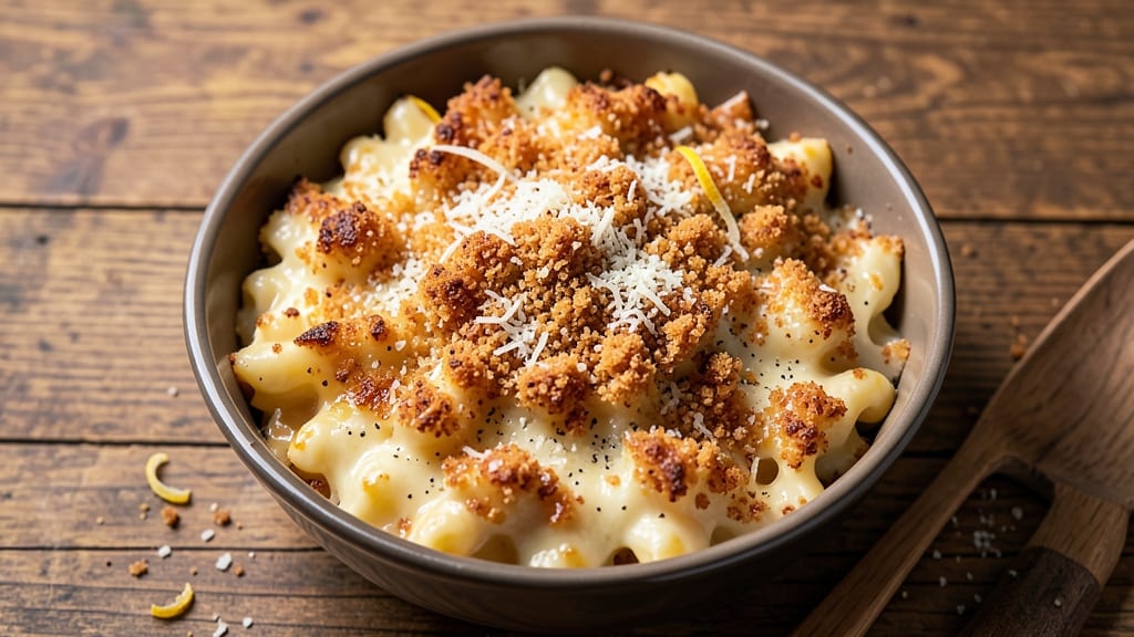 Baked Mac and Cheese Topping Recipe: Crispy Breadcrumb Crust With Gooey Cheese Rivers