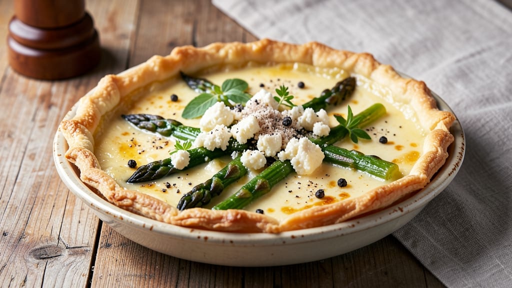 Asparagus and Goats Cheese Quiche Recipe: Herb-Infused Crust With Melty Cheese