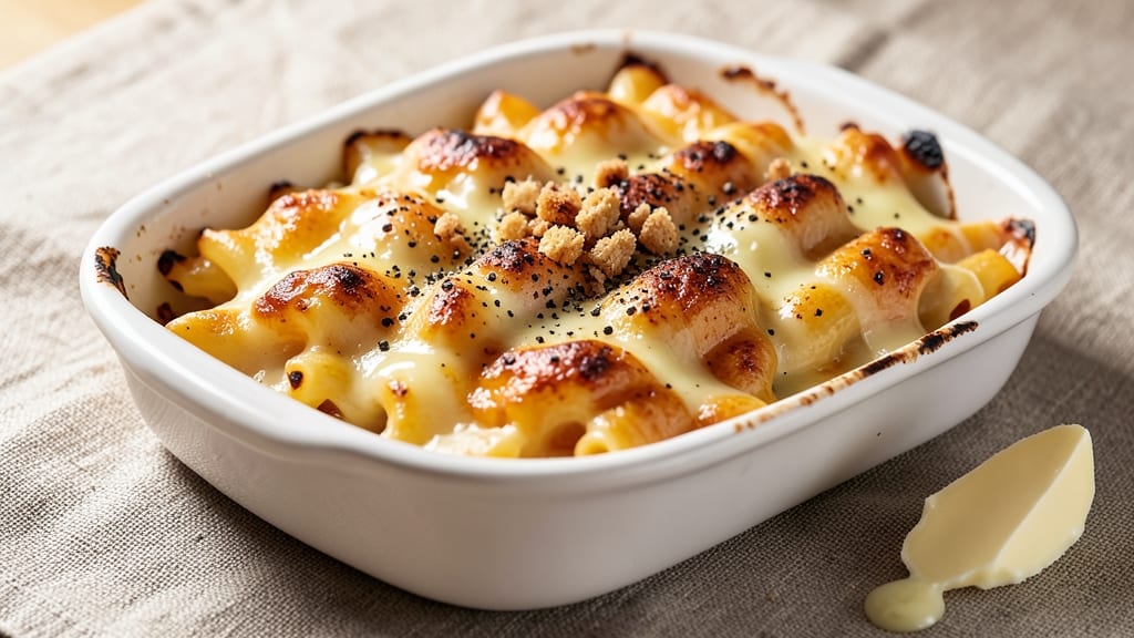 Baked Mac and Cheese Recipe Mueller's Box: Crispy Top, Melty Cheese Heaven
