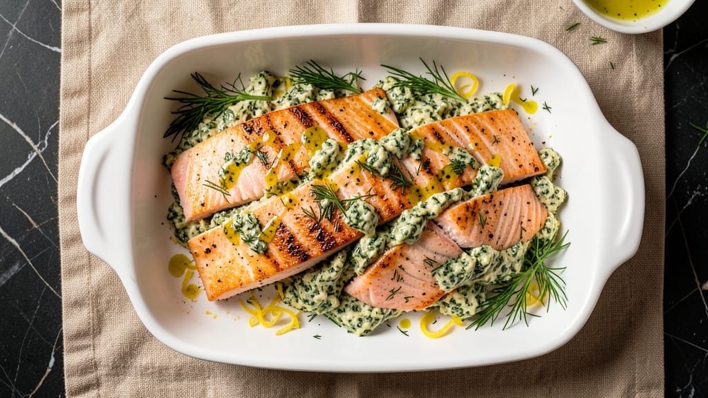 Baked Salmon Stuffed With Spinach and Cream Cheese Recipe: Flaky Fish Cradling Herbed Cream Cheese