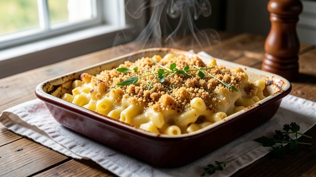 Baked Macaroni and Cheese Recipe Bread Crumb Topping: Crispy Crown Over Creamy Pockets