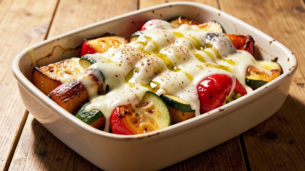 Baked Vegetables and Cheese Recipe: Crispy Top, Melty Cheese Layers