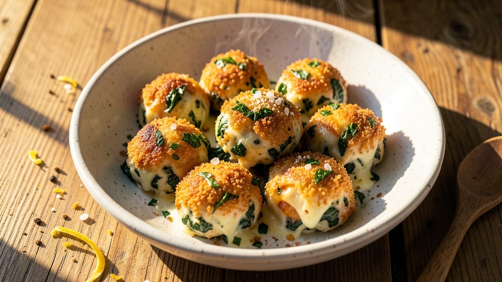 Baked Spinach Cheese Balls Recipe: Crispy Shells With Melty Cheese Magic