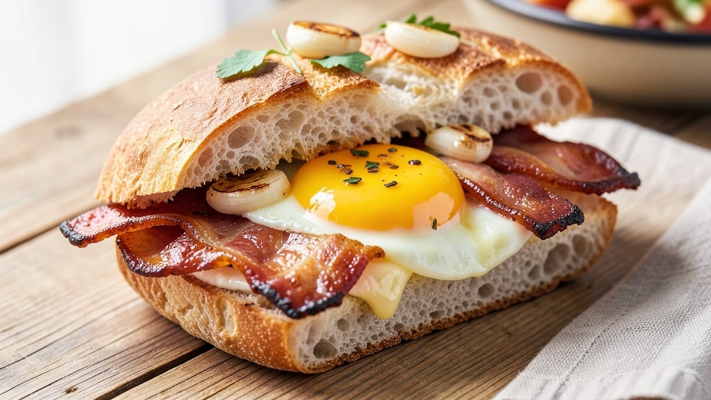 Bacon Egg Cheese Ciabatta Recipe: Crispy Bread Basket With Gooey Melts