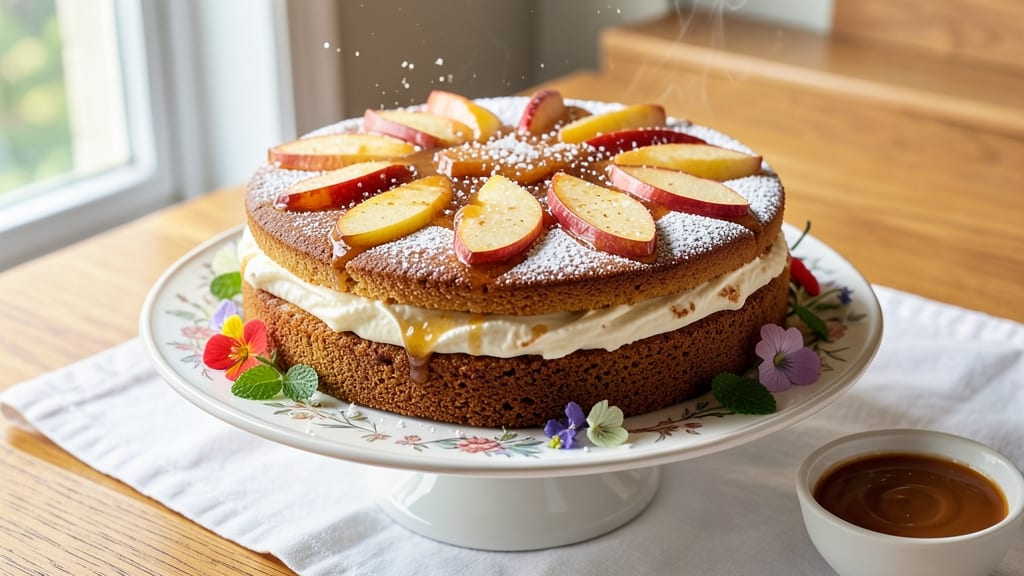 Apple Cream Cheese Torte Recipe: Layered Vanilla Custard and Spiced Topping