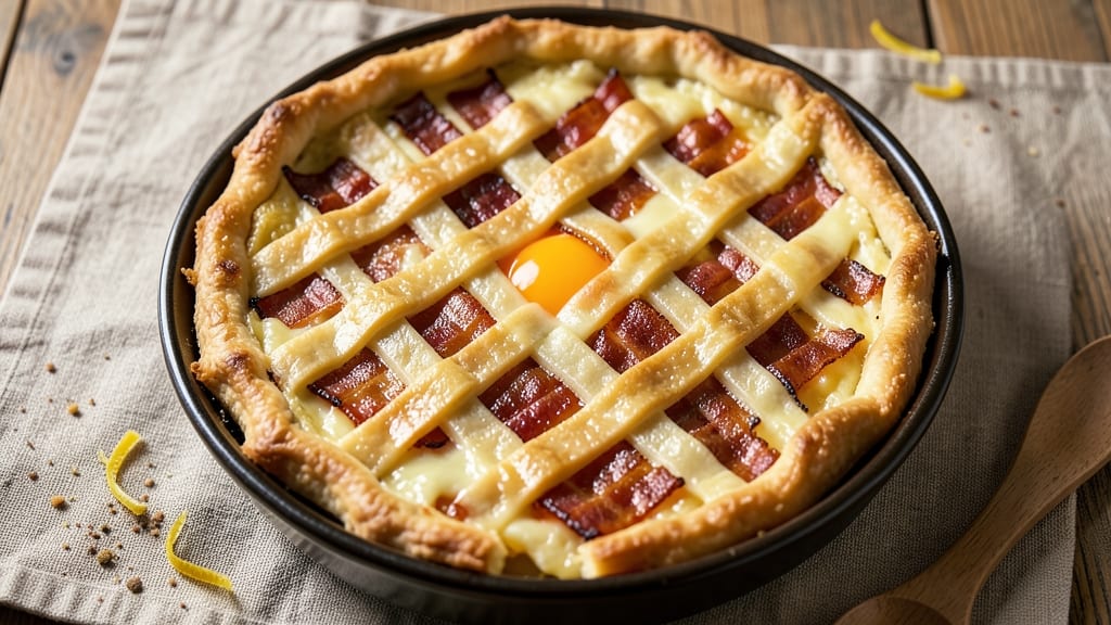 Bacon, Egg, and Cheese Pie Recipe: Flaky Crust Cradles Savory Breakfast Layers