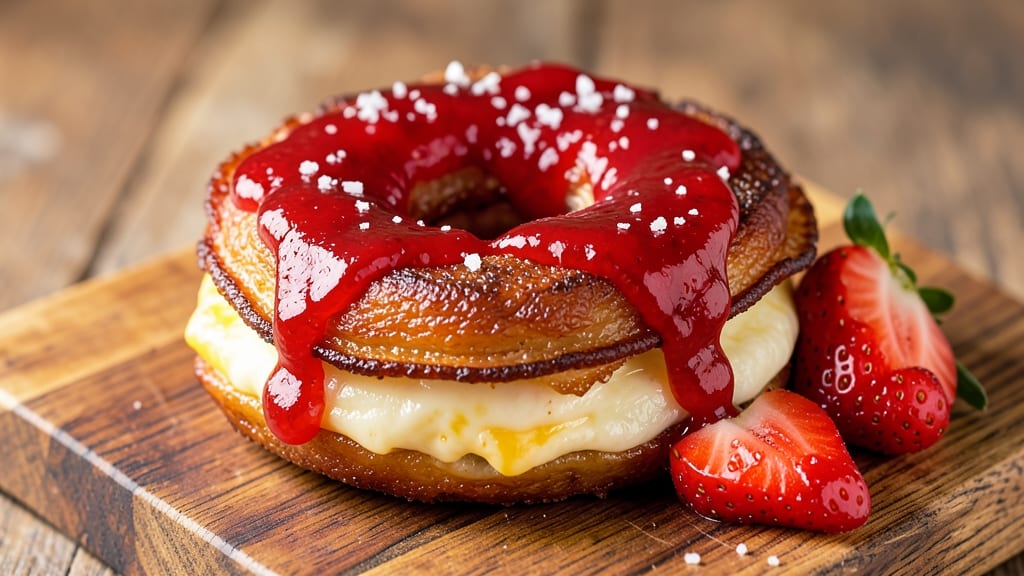 Bacon Cheese Ring With Strawberry Preserves Recipe: Sweet-Savory Breakfast Tower in One Pan